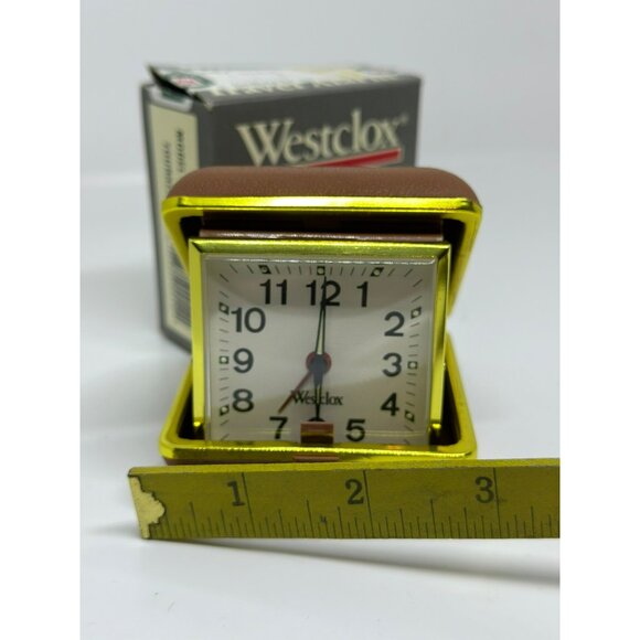 VTG Westclox Keywound Travel Alarm Clock Gold Brown UNTESTED For Parts - Picture 7 of 10